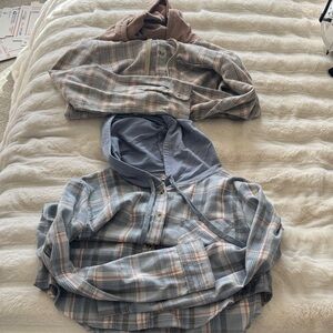 Hem & Thread Plaid Hoodie Sweatshirt - Gray/Pink and Grey/Blue